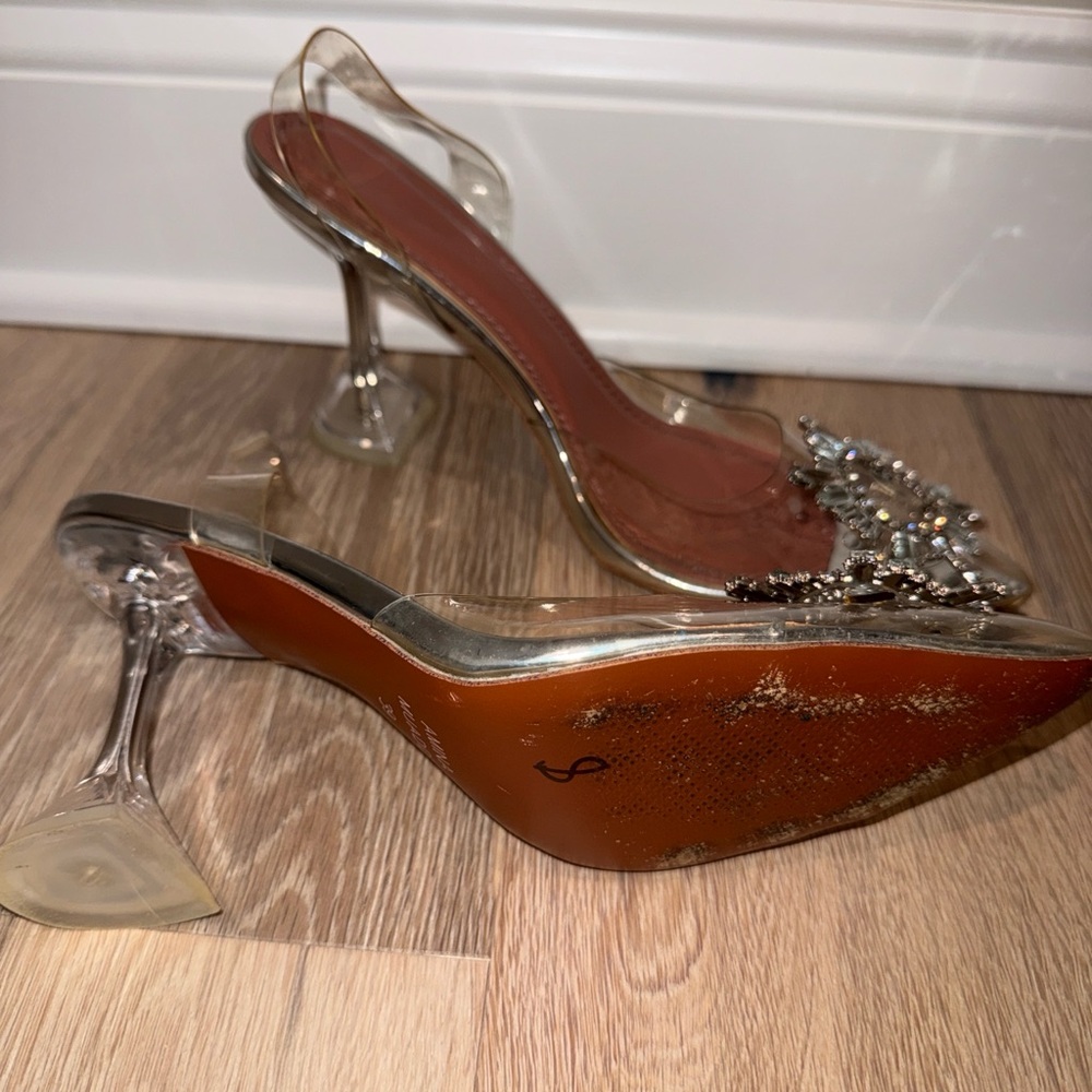 Amina Muaddi Clear PVC Slingback Heels - Begum Heel - Picture 3 of 6